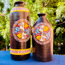 Load image into Gallery viewer, Madhubani Painted Terracotta Vase : Black(Set of 2)
