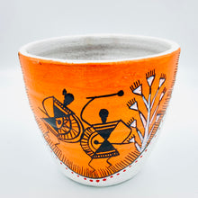 Load image into Gallery viewer, Warli Painted Terracotta Planter Orange
