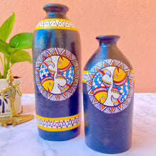 Load image into Gallery viewer, Madhubani Painted Terracotta Vase : Black(Set of 2)