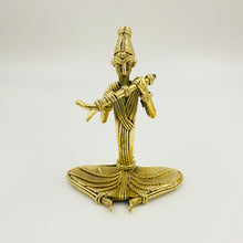 Load image into Gallery viewer, Indian musician sitting metal statue for decoration-front view