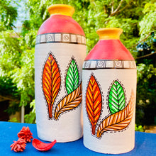 Load image into Gallery viewer, Madhubani Painted Terracotta Vase : Silver(Set of 2)