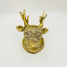 Load image into Gallery viewer, Dhokra deer mask wall hanging-front view