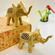 Load image into Gallery viewer, Set of 2 brass dhokra elephant figurine