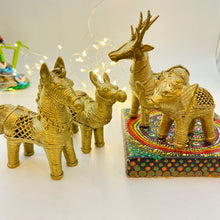 Load image into Gallery viewer, Brass dhokra animals-horse, camel, deer, elephant